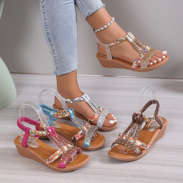 Star® | Sandales Orthopédiques À Bout Ouvert Avec Strass