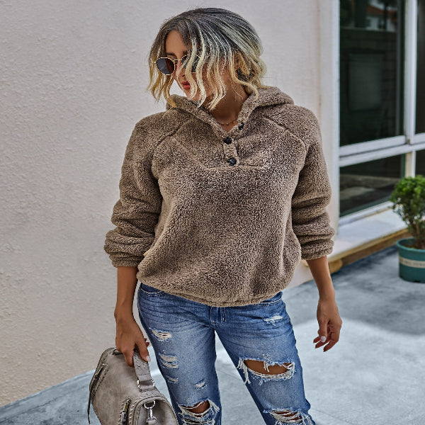 Adely® | Pull en peluche de couleur pure